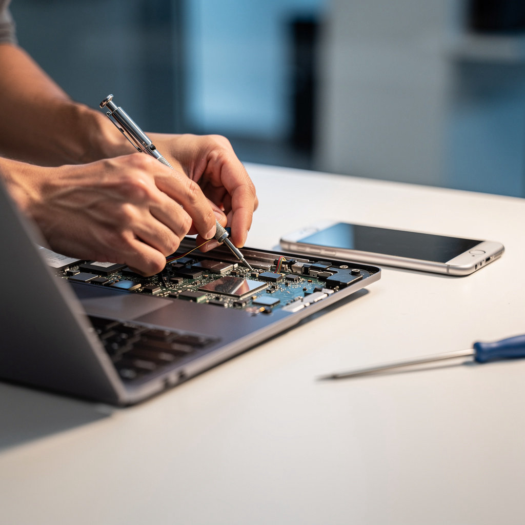 La Jolla Computer Guy technician providing expert computer repair and IT support to a satisfied customer in San Diego